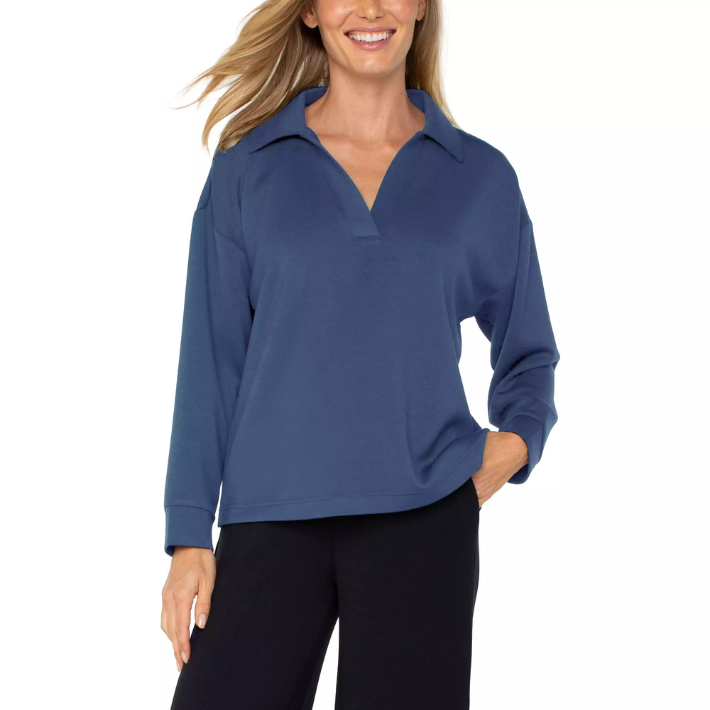 LIVERPOOL V-NECK POPOVER WITH COLLAR Size XLXL / PRUSSIAN BLUE